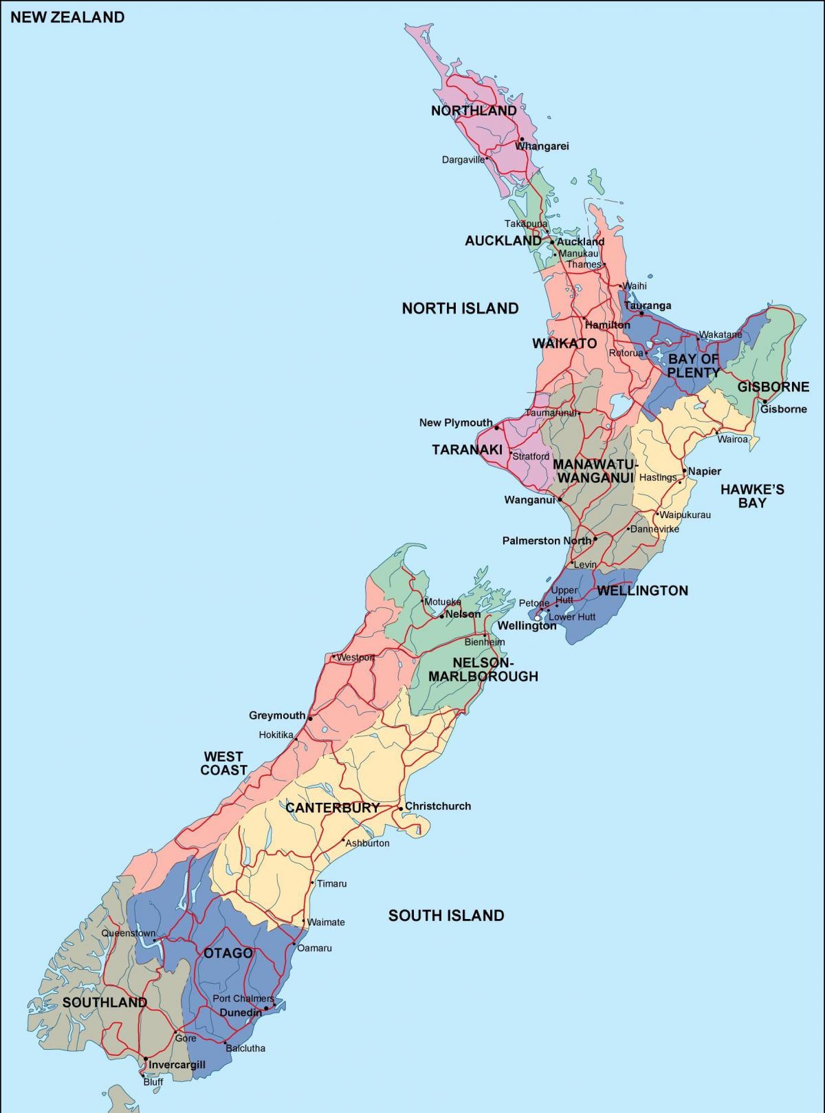 Mappa dello stato della Nuova Zelanda