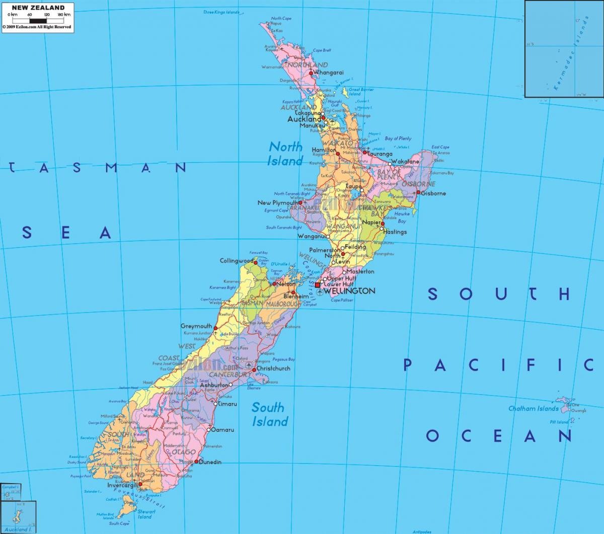 Mappa amministrativa della Nuova Zelanda