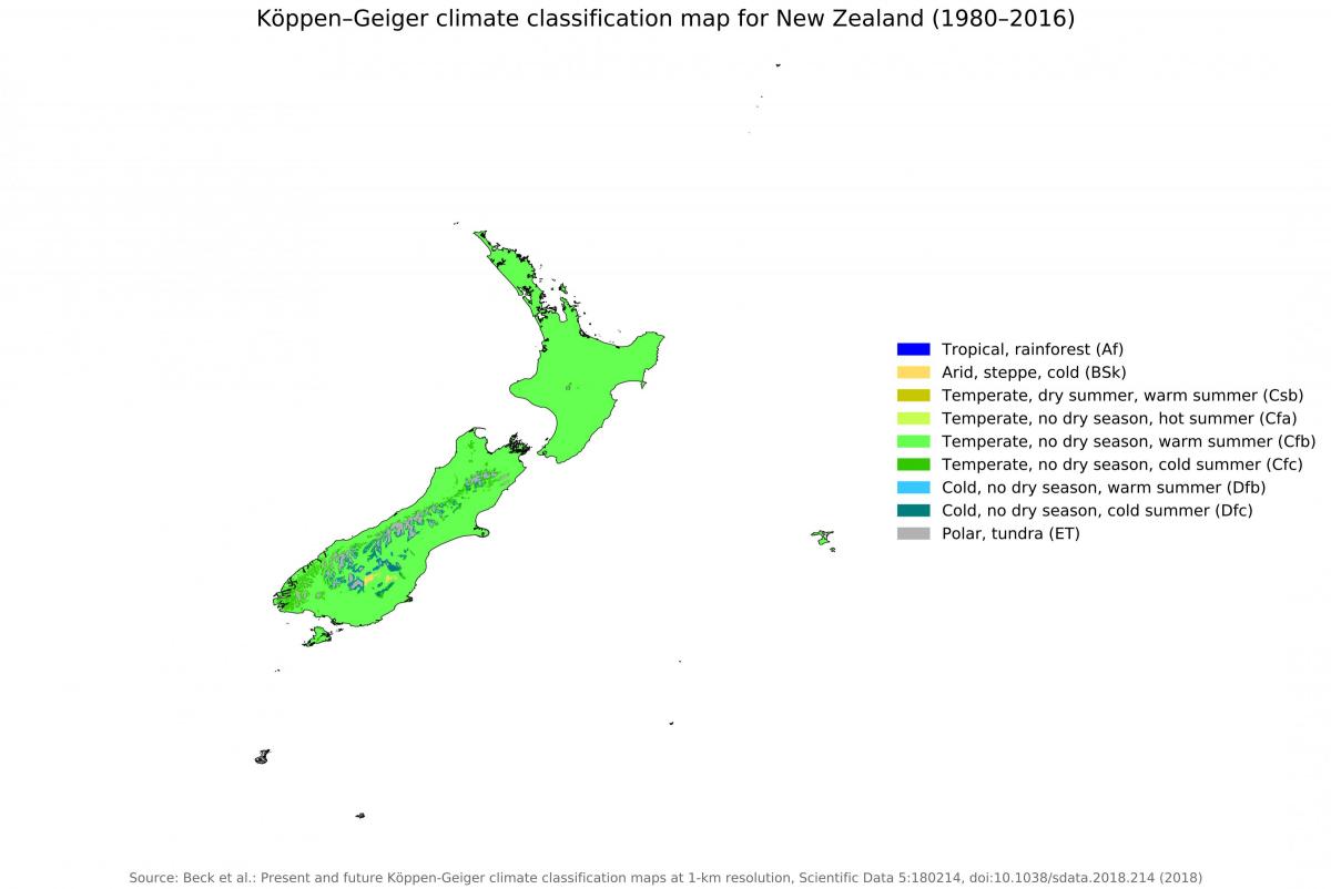 Mappa della temperatura della Nuova Zelanda