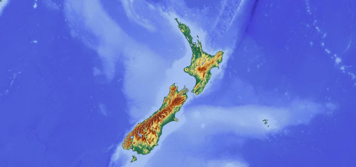 Mappa topografica di Nuova Zelanda
